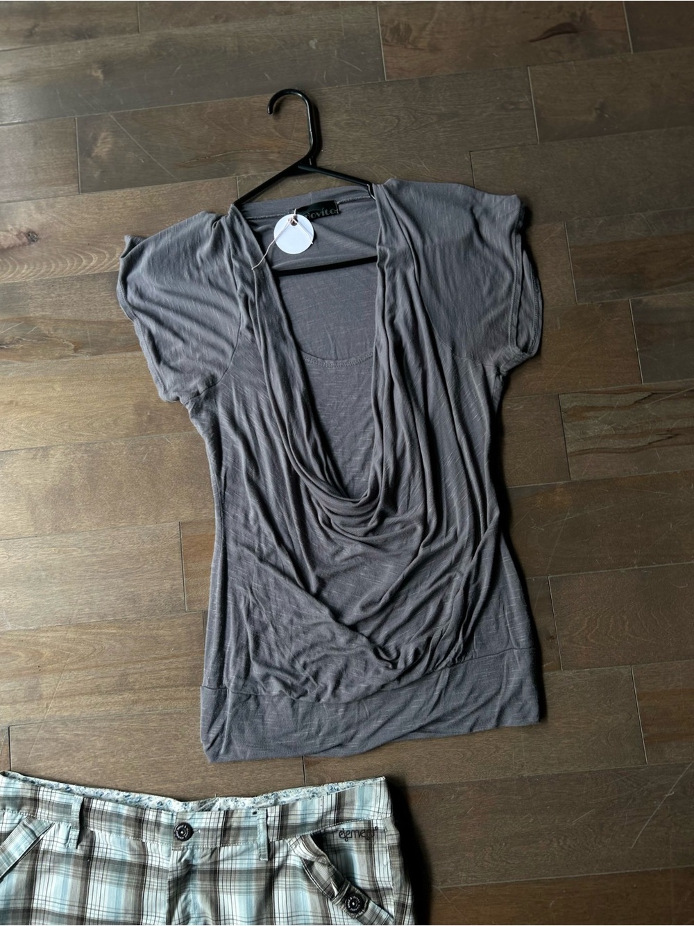 Draped Cowl Neck Women’s Top - Gray